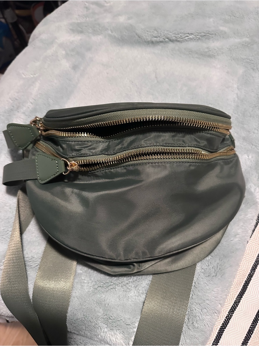Olive Green Double-Zip Crossbody/Fanny Pack